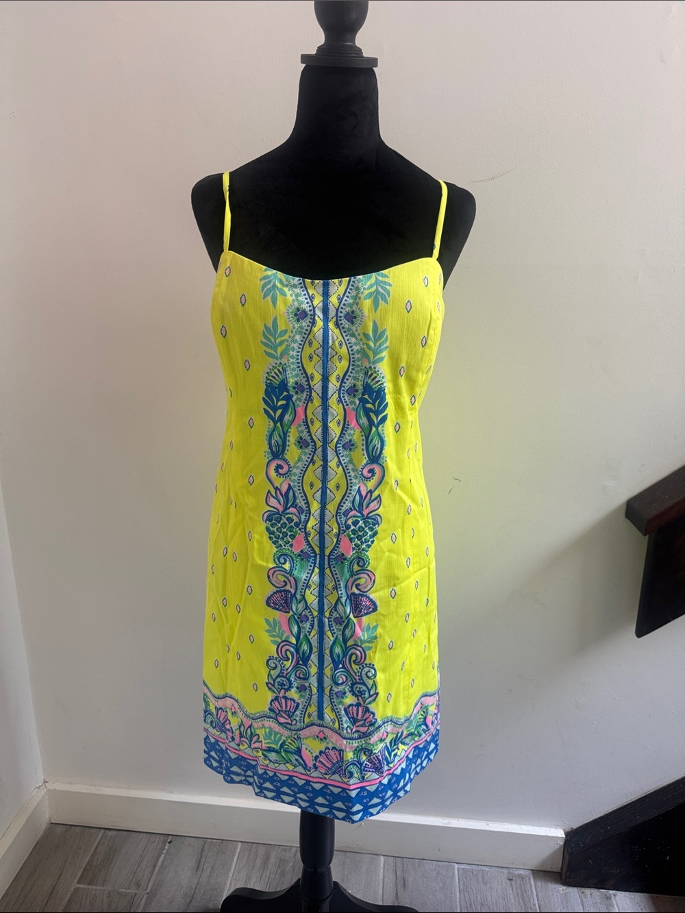 Lilly Pulitzer Bright Yellow Embroidered Spaghetti Strap Dress